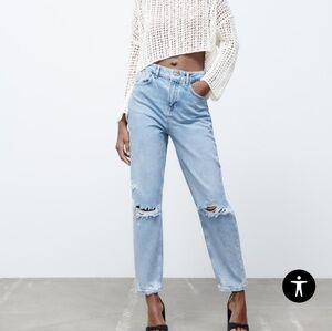 ZARA RIPPED MOM HIGH WAIST JEANS SIZE 6